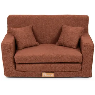 Flumi Personalisierte Kindercouch Kinder Sessel Sofa Schlafsofa jugendzimmer mit Gravur KINDERNAME Spielsofa für Kinderzimmer Schlafsessel Bettfunktion Kindermöbel 92x40x60 (Boucle Braun)