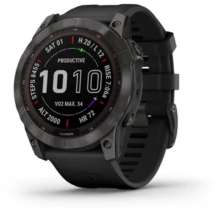 Garmin fenix 7X Sapphire Solar schiefergraues DLC-Titan mit schwarzem Armband