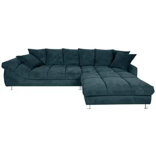 Carryhome Wohnlandschaft, Petrol, Metall, 5-Sitzer, Füllung: Schaumstoff, Ottomane rechts, L-Form, einmalig seitenverkehrt montierbar, 337x228 cm, Stoffauswahl, Rücken echt, Wohnzimmer, Sofas & Couches, Wohnlandschaften, Ecksofas