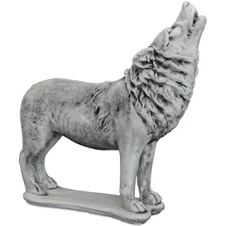 gartendekoparadies.de Detailgetreue Wolf Statuen, Steinfiguren, Grau, frostsicher aus Steinguss für Außenbereich (Statue Heulender Wolf)