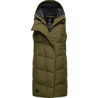 Ragwear Steppweste Pavla Vest stylische Winterweste mit Teddyfutter und Kapuze grün XXXL (46)
