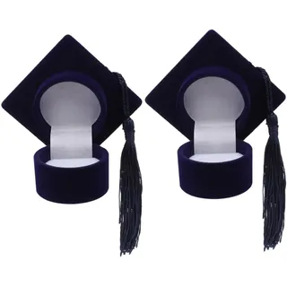 2 Stück Ringboxen In Form Eines Doktorhuts Beflockt Kompakt Und Langlebig Schmuckkästchen Für Ringe Ohrringe Und Ketten Geschenkbox Für Abschlussfeier Und Hochzeit