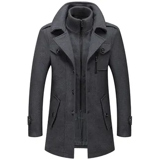 Wintermantel Herren Wolle Kurzmantel Winter Wollmantel Slim Fit für Business Freizeit Klassischer Einreiher-Kurzmantel aus Wolle mit Revers für Herbst & Winter