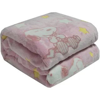 Kanguru Snoopy Glow in the Dark Rose, Weiche Mikrofaser sofa-decke, die im Dunkeln leuchtet, weiches Fleece, 130x150 cm, süße Einzelbettdecke für Mädchen, Geschenkidee Weihnachten Geburtstag Frauen
