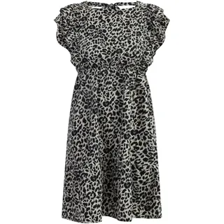 faina Damen Midikleid Mit Leoprint in Grau Leo | Gr.: S