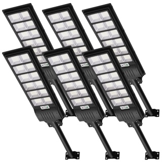 Viugreum 6 PACK 600W LED Solar Straßenlaterne mit Fernbedienung 1080 LED 6500K Straßenlampe Wandleuchte mit Bewegungsmelder Sensor IP65 Wasserdicht Außen Straßenleuchte Wegeleuchte Freien