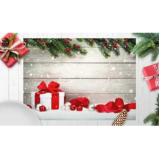 Tischsets | Platzsets - Weihnachten - Geschenk im Schnee - 12 Stück aus Premium Papier - Die besondere Tischdekoration für die Weihnachtszeit