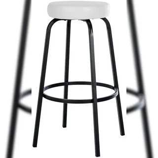 DELUKE® Barhocker KOELN - Weiß, Kunstleder | Barhocker ohne Lehne Barstuhl Tresenhocker Tresenstuhl Kneipenhocker Kneipenstuhl