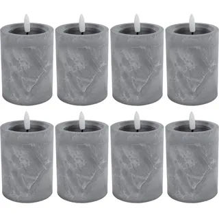 Novaliv, LED Kerzen, 8 Pack kleine LED Stumpenkerze Beton Optik - 7,5cm ø 10cm Höhe - 2 AA Batterien nötig LED Kerze mit (8 x)