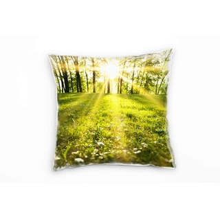 Paul Sinus Art Frühling, grün, lichtdurchfluteter Wald Deko Kissen 40x40cm für Couch Sofa Lounge Zierkissen - Dekoration zum Wohlfühlen