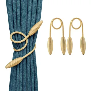 ANCLLO 2 Stück Vorhang Holdbacks Vorhänge Raffhalter Tie Backs Holdback für große, Dicke und breite Fenster Drapries, Gold