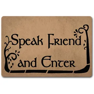 ZQH Fußmatte mit Aufschrift "Speak Friend and Enter" (Der Herr der Ringe), Türvorleger, Monogramm-Matten (23,6 x 39,9 cm), Vliesstoff-Oberseite mit rutschfester Gummirückseite, waschbare Fußmatte