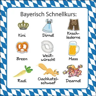20 Servietten Bayerisch Schnellkurs 3-lagig 33x33cm bayrisch Oktoberfest Wiesn