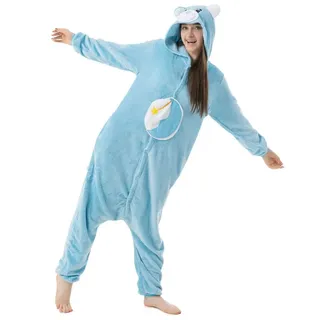 Katara Glücksbärchi Blau Schlummerbärchi XL, Jumpsuit, Onesie, Karneval, Overall, Party, Karnevals-Kostüm, Verkleidung zum Fasching, Schlafanzug,Cosplay, Tierkostüm für Erwachsene - XL