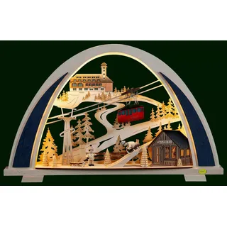 Tietze Erzgebirgsdesign LED Schwibbogen 53cm New Line Fichtelberg & Oberwiesenthal Exclusiv - Handwerkskunst aus dem Erzgebirge