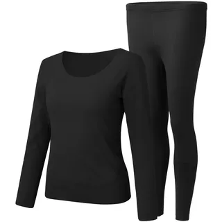 Thermounterwäsche Damen Merino Extra Warm - Merino Unterwäsche Set Langarm Große Größen Schlafanzug Winter Thermounteroberteil + Thermounterhose Funktionsunterwäsche, Skiunterwäsche Thermo-Unterhemd - XXX-Large