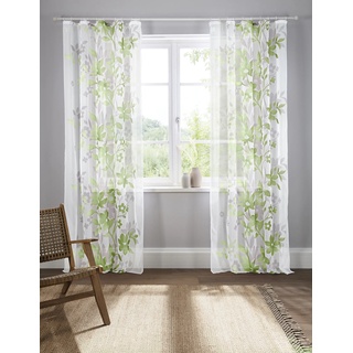 Gardine HOME AFFAIRE "Ina" Gardinen Gr. 245 cm, Kräuselband, 144 cm, grün Landhaus Gardinen transparent, einseitig bedruckt, Voile
