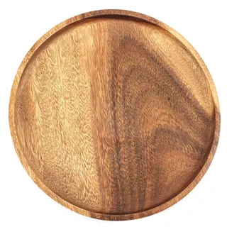 dekoundmeer Teller aus Holz hoher Rand 20, 25 und 30cm Durchmesser Akazienholz Handarbeit (Ø 30 cm)