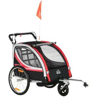 Homcom 2, Rot, Metall, 75x101x142 cm, Freizeit, Sport & Fitness, Fahrradanhänger