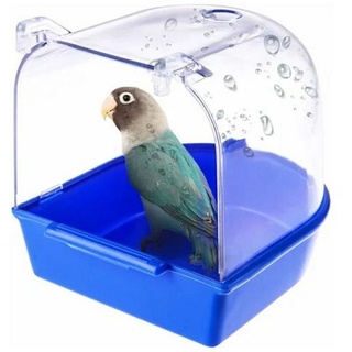 Rnemitery Vogeltränke Papageien Badewanne Vogeltränke hängendes Papagei Bad Box 12x13.5x13cm blau