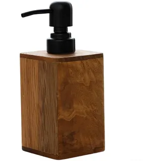 babominimer Pumpflasche aus Holz, Walnussholz, Spender für Lotion, Shampoo und Flüssigseife, brauner Pressbehälter mit glattem und flachem Boden (Trompete)