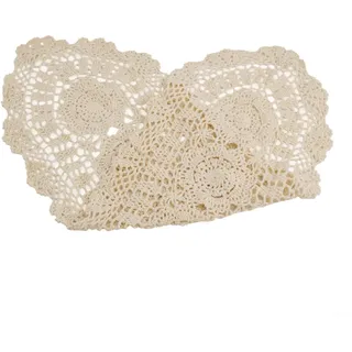 Tischläufer aus Baumwolle, handgefertigt, Häkelspitze, ovale Form, Vintage-Blumen-Tischdecke für Zuhause, Café und Restaurant, 30 x 80 cm (Beige)