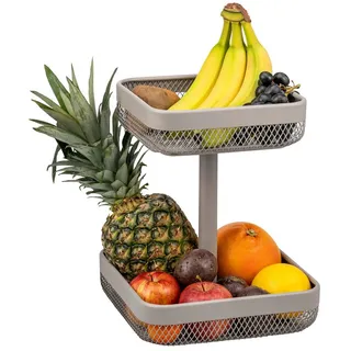 eluno Obstschale 2-stöckig, eckig, 20 x 20 cm und 25 x 25 cm, aus Metall, Metall, 2-stöckig braun