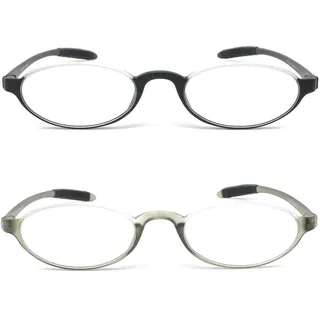 Mcoorn Lesebrille Flexibel Leicht für Damen Herren (2er pack) mit Etui, Halbrand-Lesebrille - 133 mm x 29 mm x 135 mm