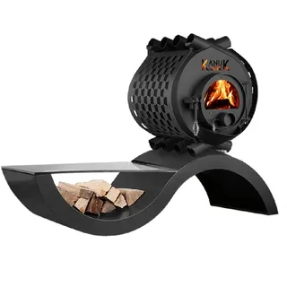 Kanuk Kaminofen Kanuk® Original 10 kW - Trapez schwarz - Gestell Wave, 10,3 kW schwarz
