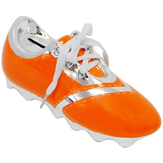 3-D Effekt Spardose - Fußballschuh/Sportschuh - Schuh - orange - mit echten Schnürsenkel ! - stabile Sparbüchse aus Porzellan/Keramik - Fußball - Sp..