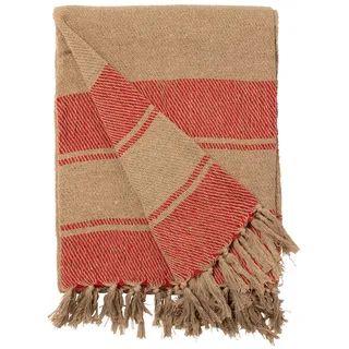 Wohndecke Decke Überwurf Streifen 100% Baumwolle 130x180 Skandinavisch Rosa/Rot, AU Maison, 100% recycelte Baumwolle