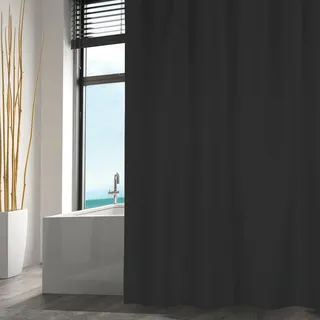 MSV Anti-Schimmel Duschvorhang - Anti-Bakteriell, waschbar, wasserdicht, Polyester, 240x200cm Schwarz