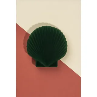 DOIY Schmuckkasten Schmuckschatulle Venus Muschel (Kästchen, 1 St., Größe: ca. 12,6 x 12,8 x 5 cm), Samt - weiche Oberfläche & schöne, kräftige Farben grün