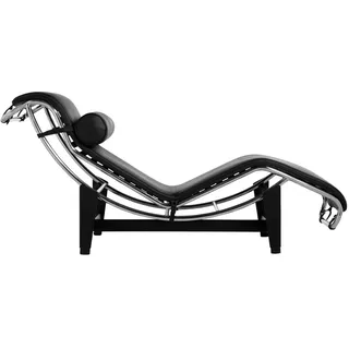 MOD Interiors Le Corbusier Style LC4 Chaiselongue, Leder, Schwarz