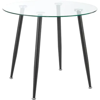 [en.casa] Glastisch Humppila 80x75 cm Schwarz