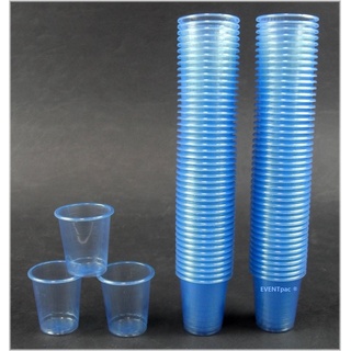 900 Schnapsbecher Schnapsgläser aus Plastik Pinnchen Kunststoff Shots Medikamentenbecher blau - hellblau / 2cl - 3cl Einweg