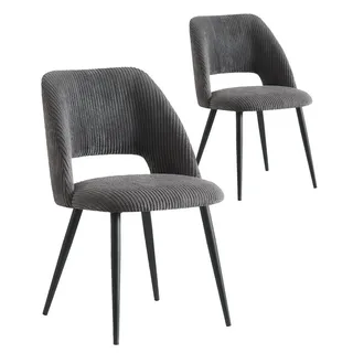 B&D home Esszimmerstuhl VICKY Kordsamt schwarz 2er Set