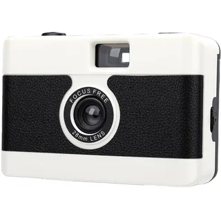 Elprico Wiederverwendbare 35-mm-Filmkamera mit Integriertem Blitz, Vintage-Stil (White)