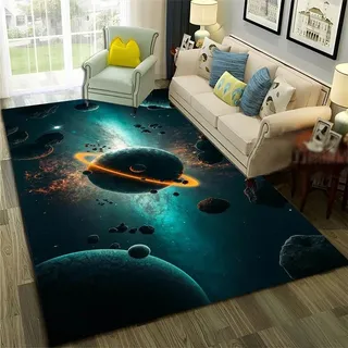 HAN MAN XIU 3D-Weltall Galaxie Planeten Sterne Teppich Wohnzimmer Schlafzimmer Sofa Bad rutschfeste Bodenmatte