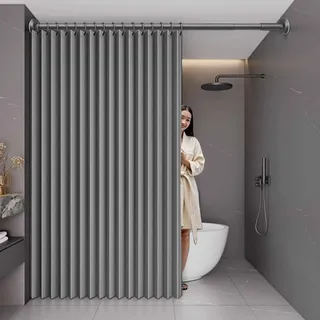 YWQJL Falttürvorhang,Mit Teleskopstange,Magnetischer Türvorhang mit Verdunkelung, Faltbarer Raumteiler für Bad/Schlafzimmer/Wohnzimmer, Akkordeon-Design(01,W 260*H 200cm)