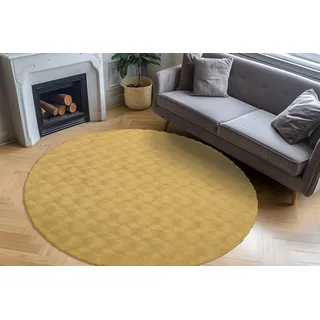 OBSESSION Diamond Cut 800 Hochflorteppich Ø 200 cm Goldfarben