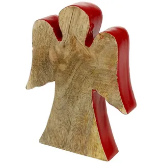 Posiwio Weihnachtsmann Holzengel Dekofigur Schutzengel Weihnachtsdeko Geschenkidee rot