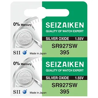 Seizaiken 395 SR927SW 1,55 V 0 % Hg Silberoxid-Uhrenbatterie (2 Batterien) Hergestellt in Japan von Seiko