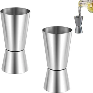 2 Stück Cocktail Messbecher,Cocktail Doppelmass Mit Skalierun Skala 2cl 4cl,Barmass Cocktailmessbeche,Edelstahl Messbecher Cocktail Für Gin, Whiskey, Alkohol, Hochwertiges Bar- Und Cocktail Zubehör