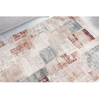 me gusta Teppich Akropolis 425, rechteckig, Höhe: 12 mm, flacher Teppich mit Baumwollrücken, attraktiver Vintage-Look grau|rosa 120 cm x 180 cm x 12 mm