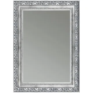 CLAMARO 'OTTO' Antik Wandspiegel 60x90 cm mit Rahmen | Silber Grau | Shabby Chic Vintage Barock Spiegel mit Holzrahmen | Barockspiegel inkl. Metall Aufhänger und Montagematerial