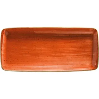 Bonna 2x Aura Terracotta Moove Platte rechteckig 34x16cm 2,5cm hoch Orange Creme Porzellan ATCMOV35DT Servierplatten Speiseteller Essteller Geschirr