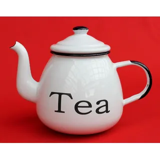 DanDiBo Ambiente Teekanne 582AB TEA Weiß 0,75 L emailliert 14 cm Wasserkanne Kanne Kaffeekanne Emaille Nostalgie / Farbe: