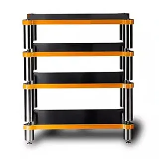 4-stöckiges HiFi-Rack AV-Regal Plattenspieler Ständer Geräte Kabinett HiFi-Massivholz-Audio-Rack HiFi Rack Füße Verstärker Regal Audio Video Komponenten(Schwarz,60 * 78 * 48cm)