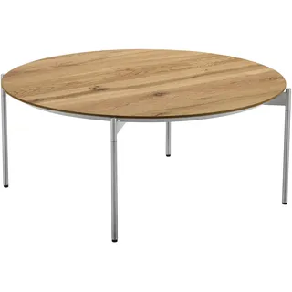 Venjakob Couchtisch, Eiche, Edelstahl, Holz, Metall, Eiche, furniert, rund, rund, 83x42x83 cm, Goldenes M, Wohnzimmer, Wohnzimmertische, Couchtische, Couchtische Metall